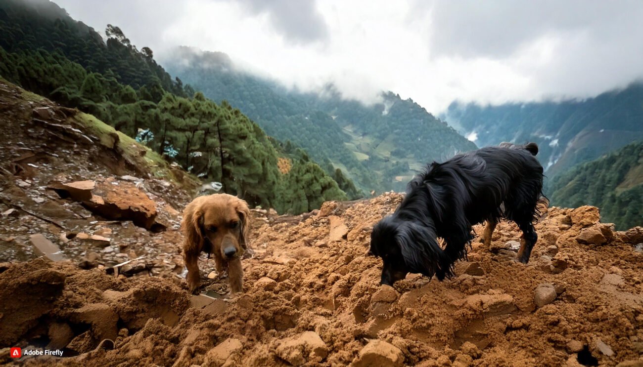 Katie and Chloe looking for more survivours beneath the rubble